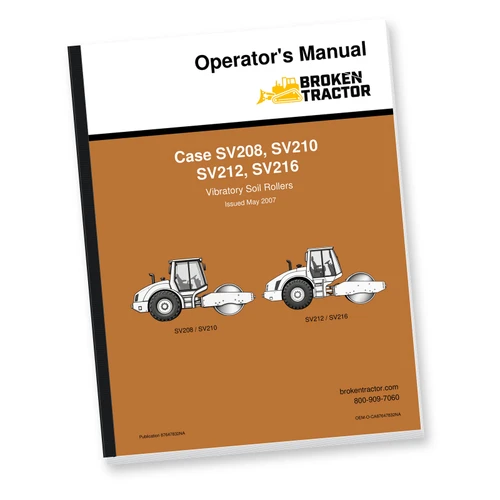 Case SV208, SV210, SV212, SV216 Vibratory Roller Operator's Manual (180 Pages)