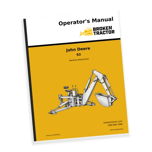 Cover of the John Deere 93 Backhoe Attachment Operator's Manual, part number OEM-O-JDOMU40033