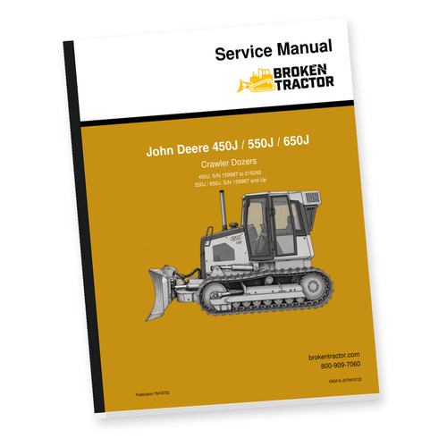 John Deere 450J, 550J, 650J Dozer Service Manual – S/N 159987 & Up (424 Pages)