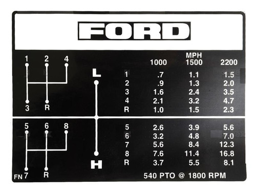 Ford 8 Speed w/ Ind. PTO Shift Decal -- S.60664  | Broken Tractor