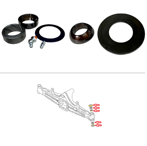 Case 4WD Front Axle King Pin Bushing Kit with all components