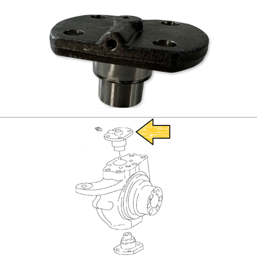 Case Front Axle Upper King Pin with parts breakdown.