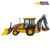John Deere 310SL Backhoe Loader on construction site, side profile