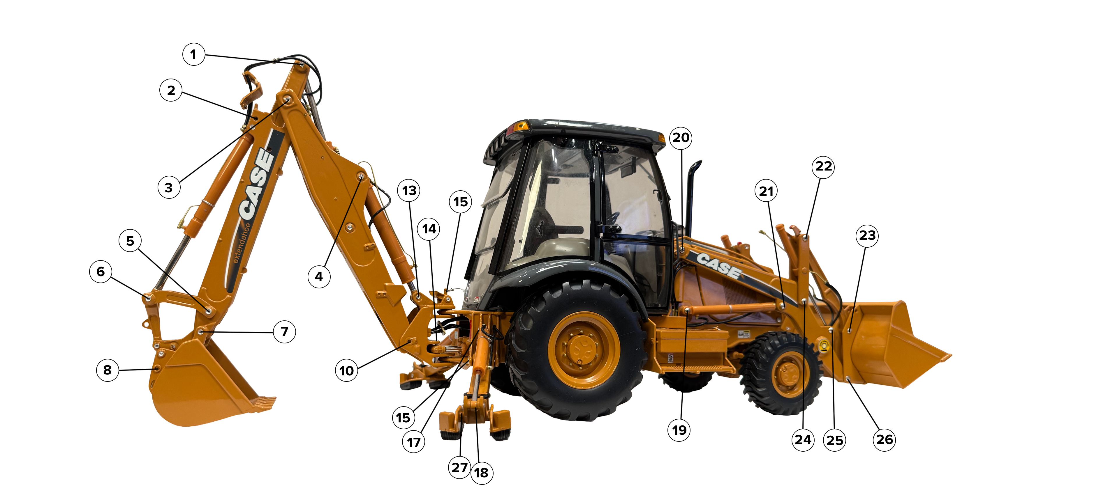 Case 580M Backhoe Pin Bushing Kits