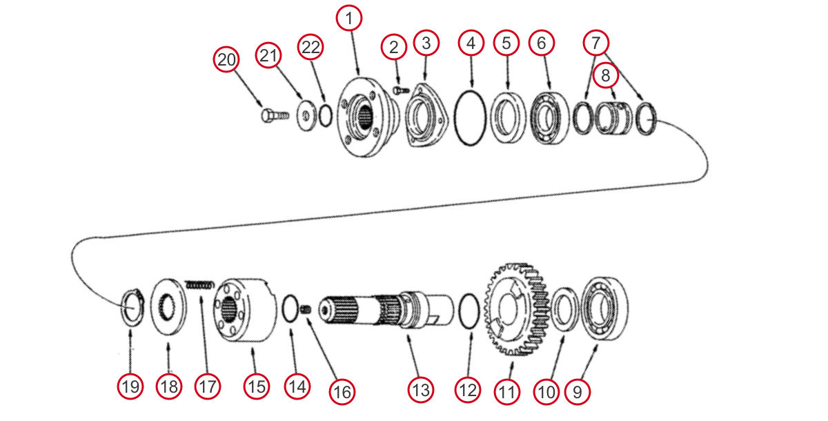 Case Backhoe 4WD Transmission Output Shaft Assembly