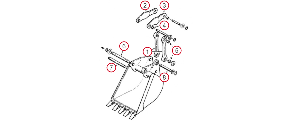 Case Backhoe Bucket Parts - Case 480D, 480E