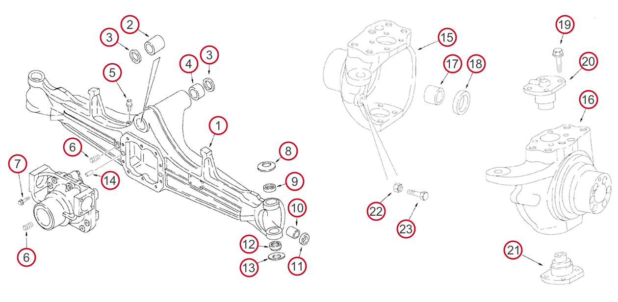 Case Front Axle Housing and Swivel Housings