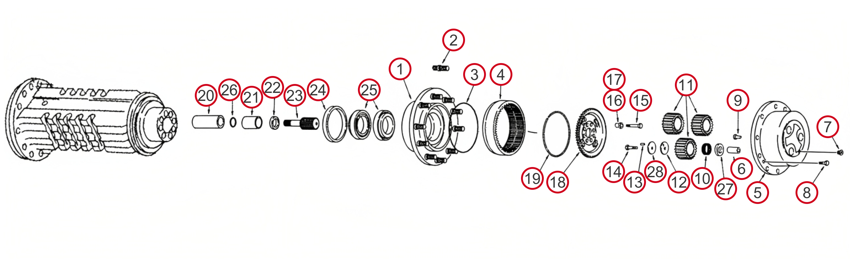 Rear Axle Outer Planetary and Hub - Case Backhoe