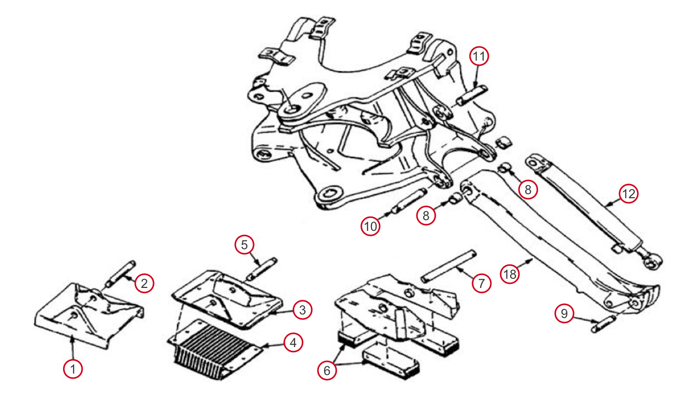 Case Backhoe Frame and Stabilizer Parts - Case 590 Super L, 590 Super M