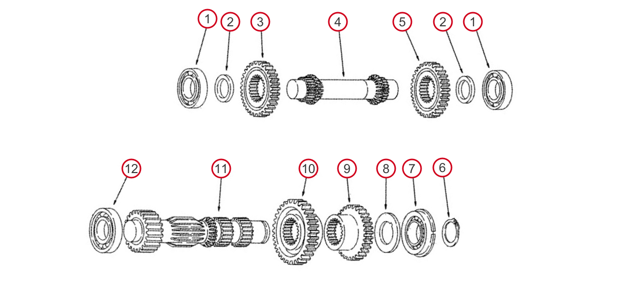 Idler and Primary Shaft Case 580L, 580SL, 590SL, 570LXT Carraro Transmission Assembly