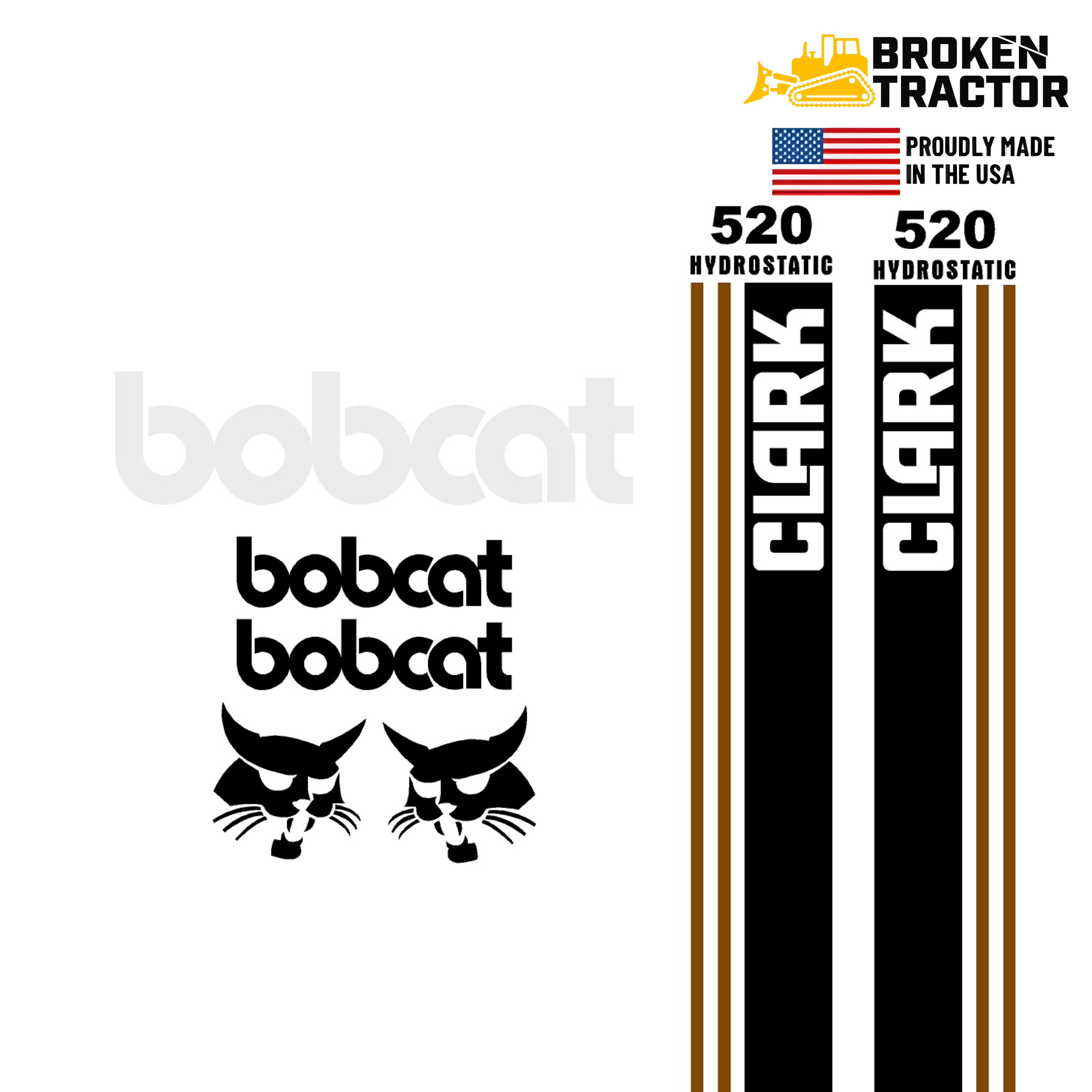 その他 CLARK BOBCAT Decal Set for Bobcat Clark 520 | Broken Tractor | BC-520-DS