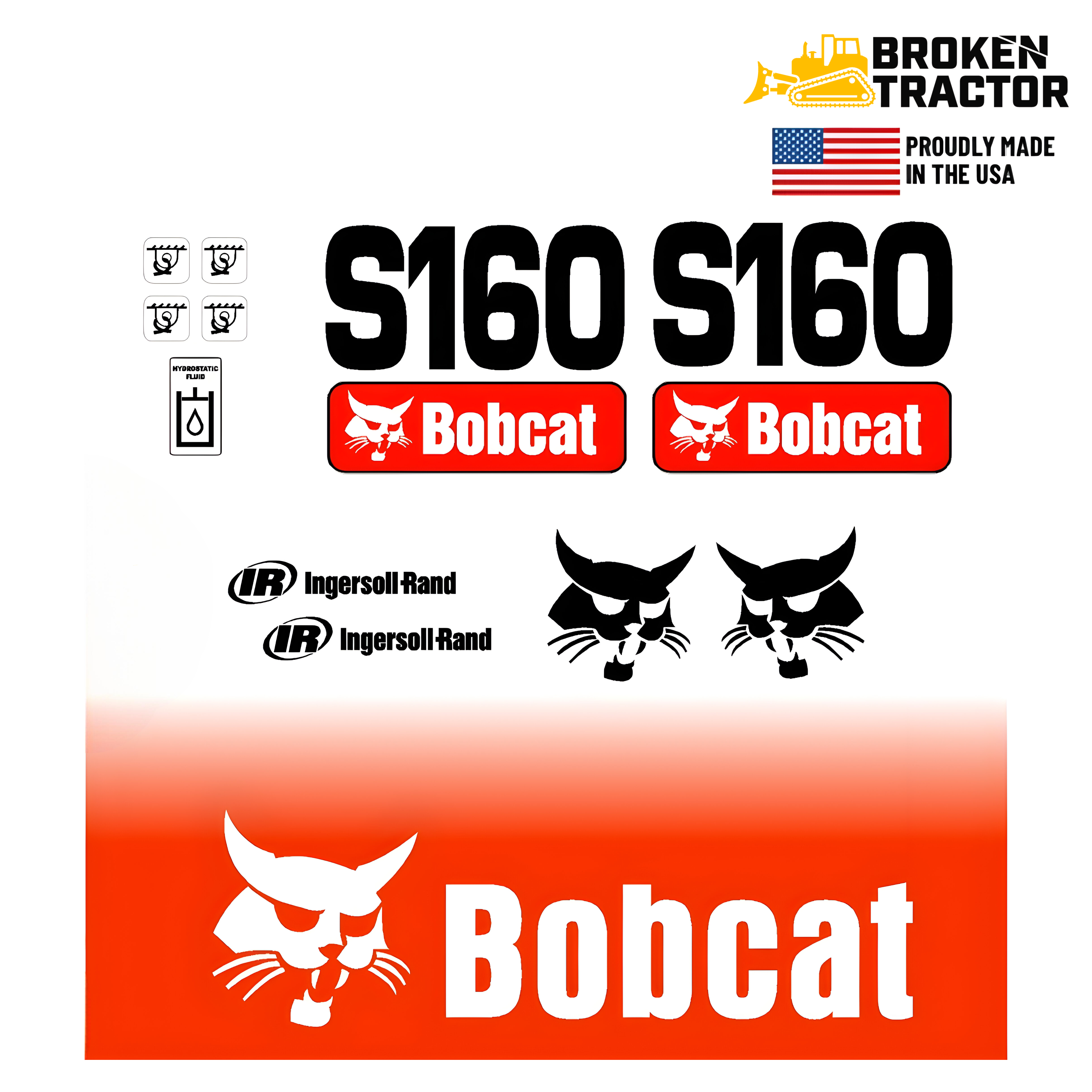 Bobさん 専用 Decal Set for Bobcat S160 Skid Steer | Broken Tractor