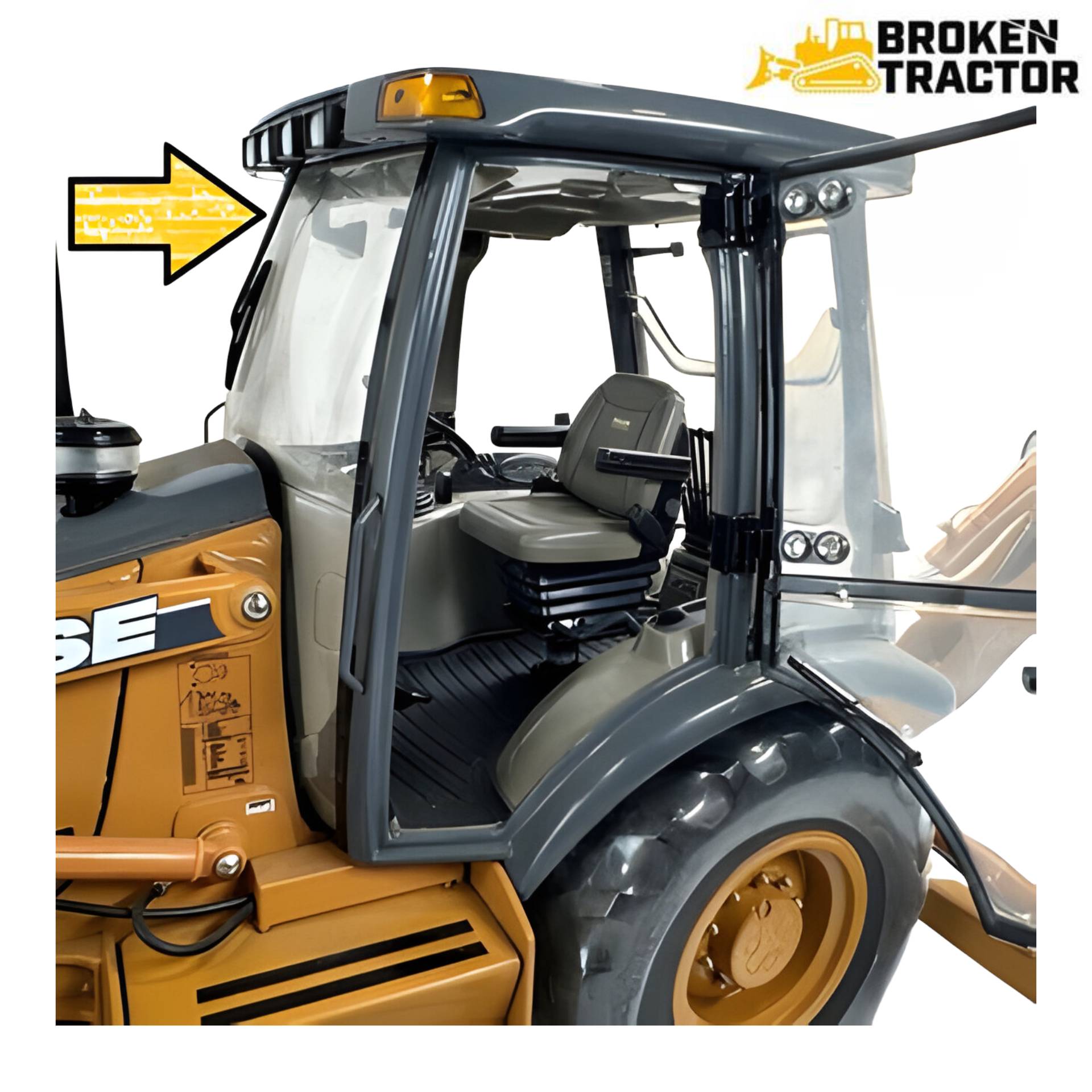 701XX Upper Cab Door Glass – Right Side | Broken Tractor | 394700A
