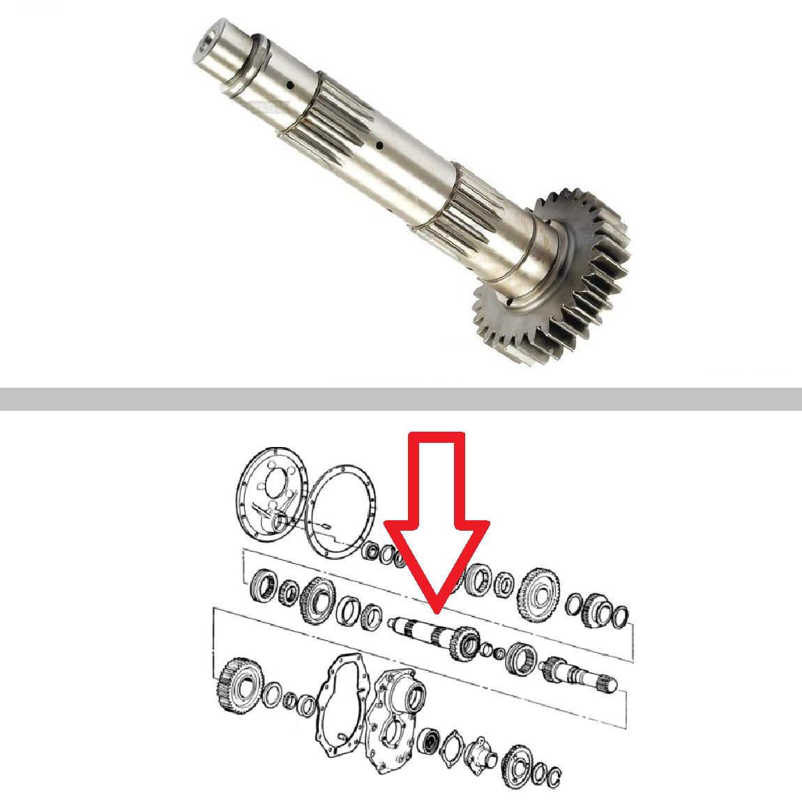 Ford Tractor Transmission Countershaft -- C9NN7111B | Broken