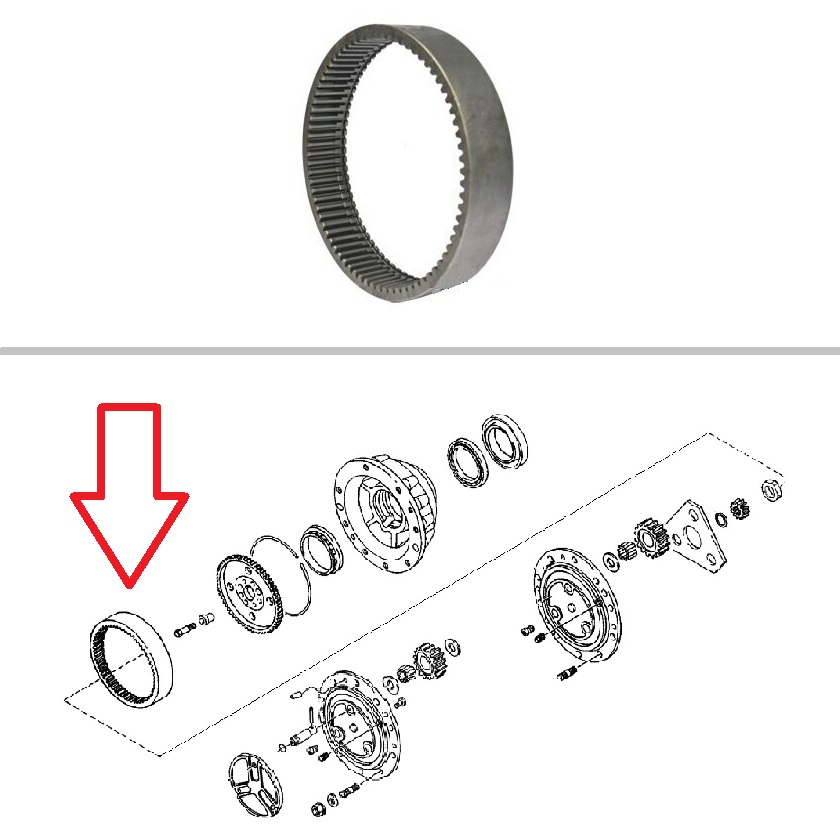 Case Backhoe Front Axle Ring Gear -- 9968069- | Broken Tract