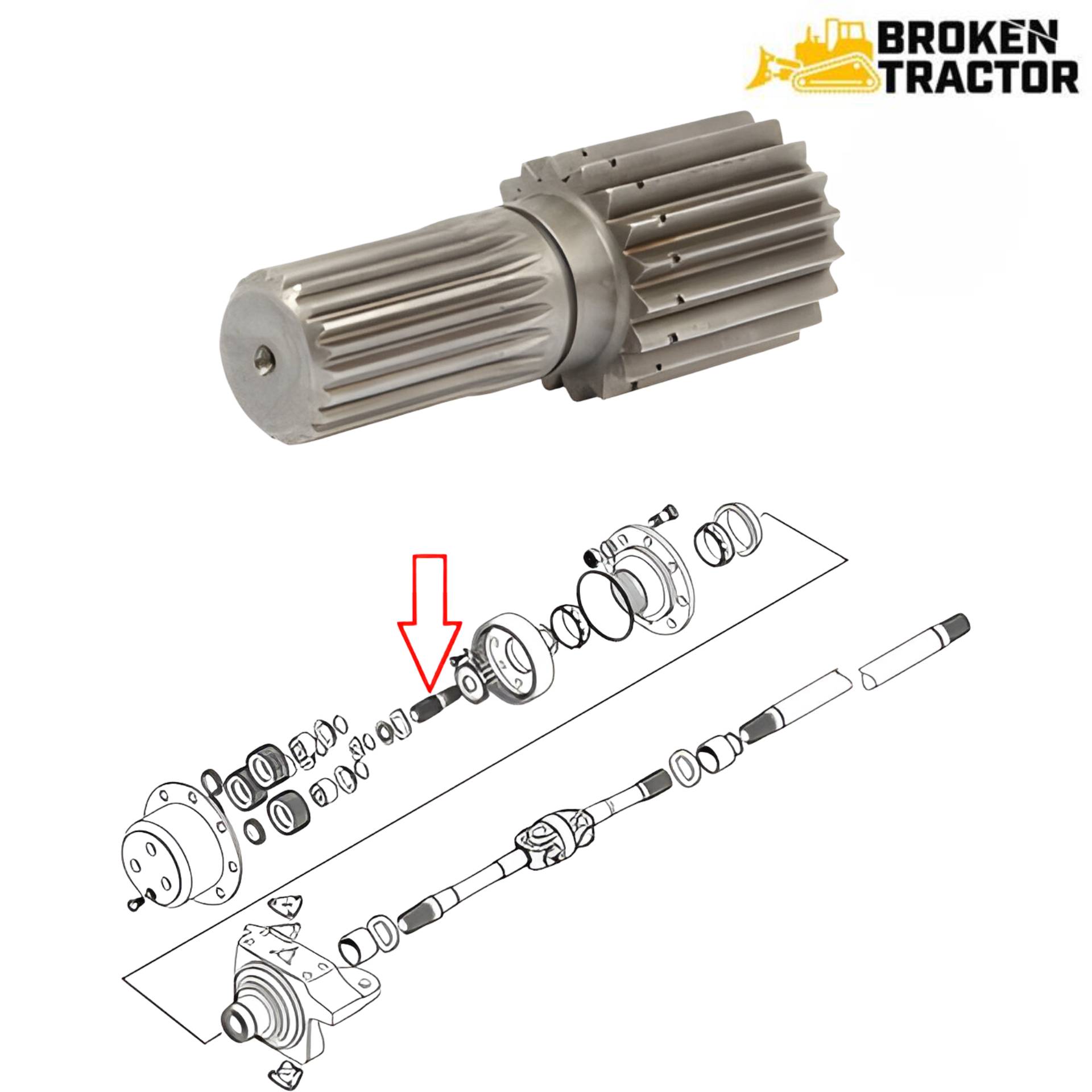 Front Axle Sun Gear Shaft | Broken Tractor | ZP4472353157