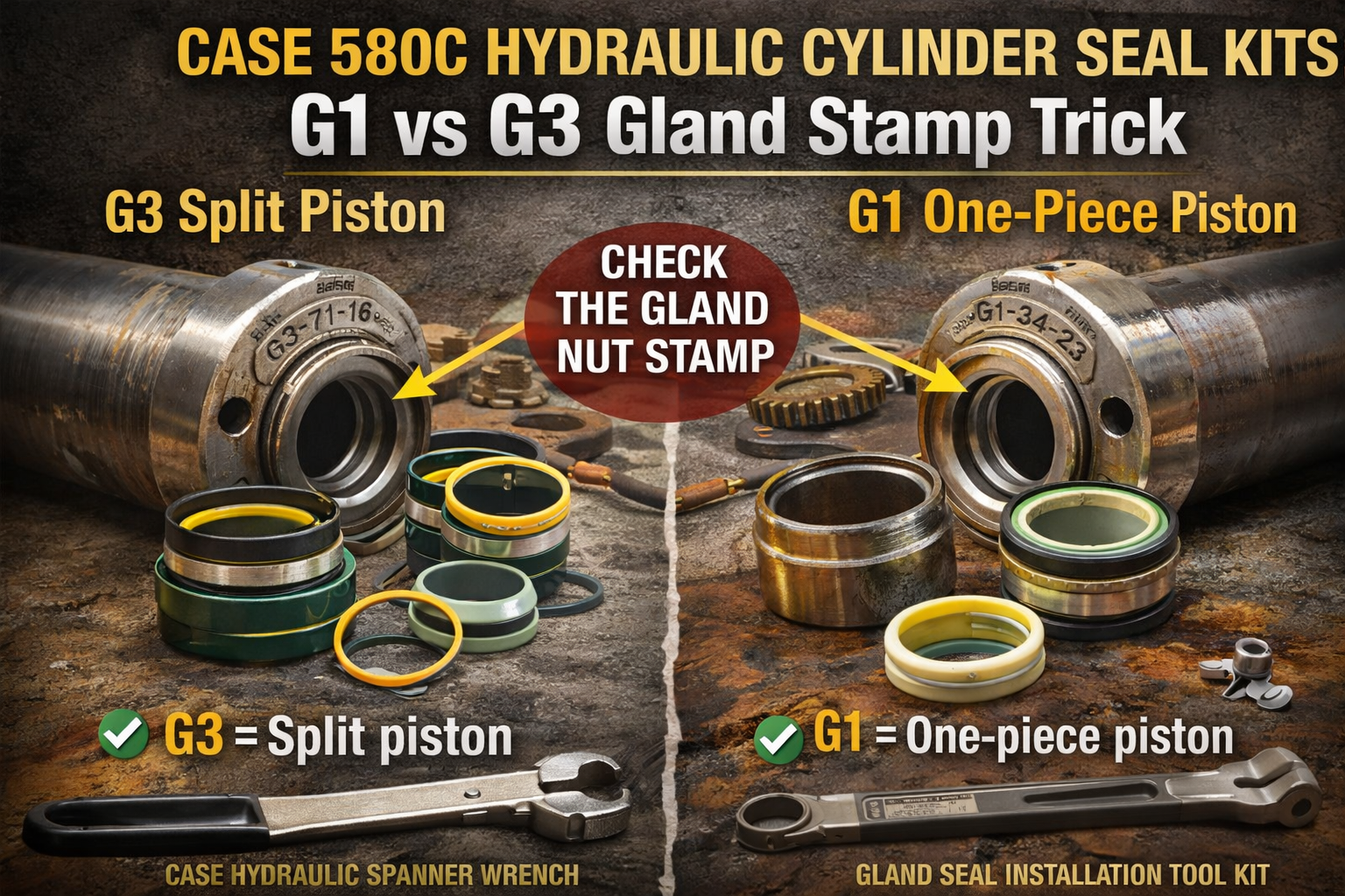 Case 580C Hydraulic Cylinder Seal Kits: The G1 vs G3 Trick That Prevents the Wrong Kit