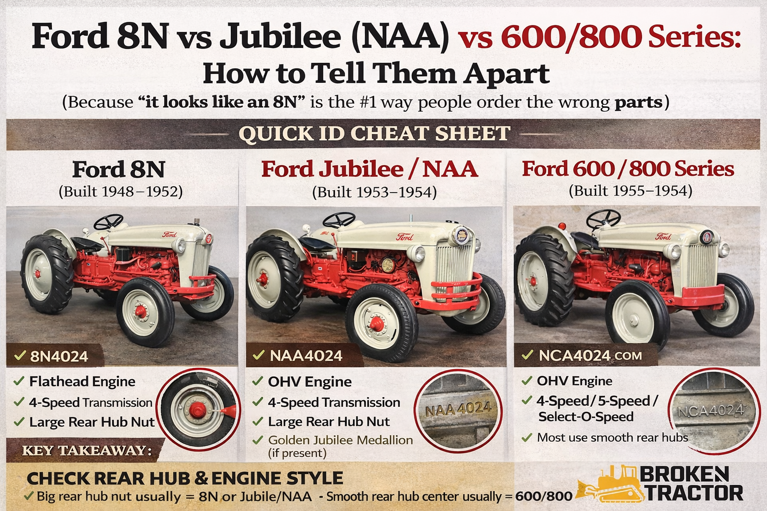 Ford 8N vs Jubilee (NAA) vs 600/800 Series: How to Tell Them Apart