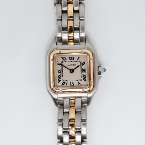Cartier 112000 R Panthere 22mm 18K Yellow Gold Steel Single Row Watch