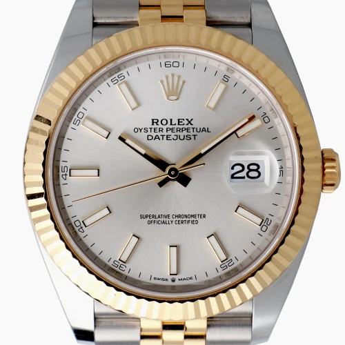 2023 Rolex 126333 Datejust 41 Silver Sticks Dial 18K Yellow Gold Steel Watch