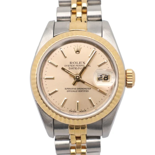 1988 Rolex 69173 Datejust 26 18K Yellow Gold Steel Champagne Dial Lady's Watch