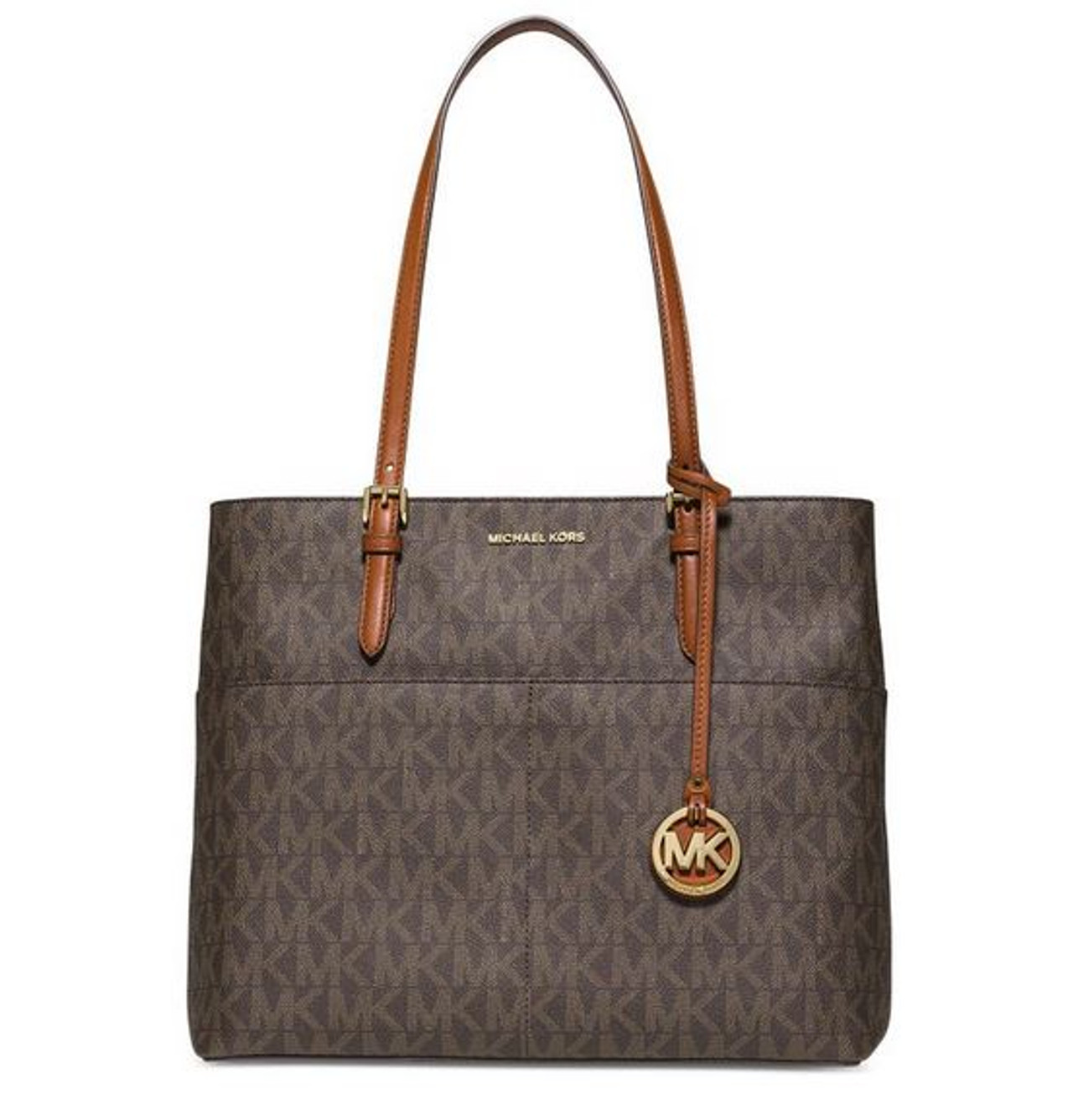 MICHAEL Michael Kors Voyager Logo Faux-Leather Tote (Brown) 30T8GV6T4B ...