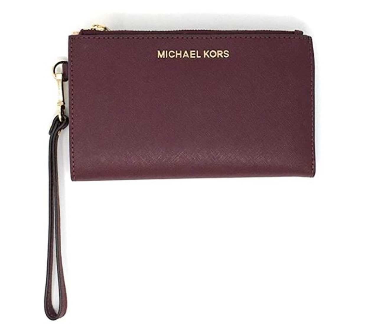 Michael Kors Jet Set Travel Phone Wallet Crossbody Saffiano Leather Merlot