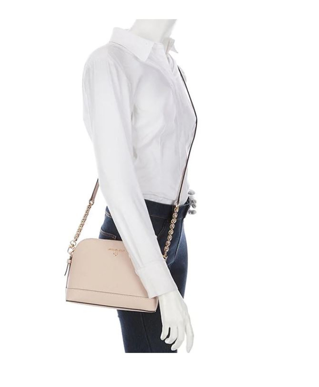 Michael+Kors+Half+Dome+Pebbled+Leather+Crossbody+Bag+in+Ultra+Pink