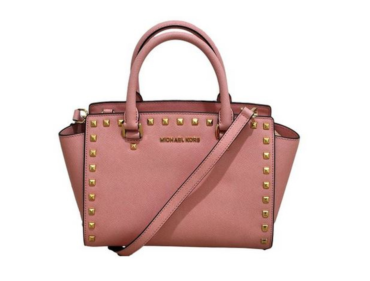 Michael Kors Selma Medium Blossom Pink Leather Satchel Shoulder Bag