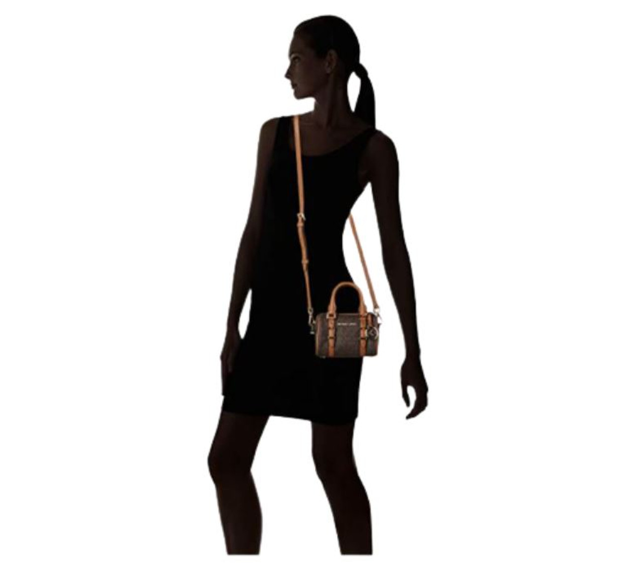 Michael Kors Womens Bedford Legacy Extra Small Logo Duffle Crossbody Bag  (Ballet) MK Signature