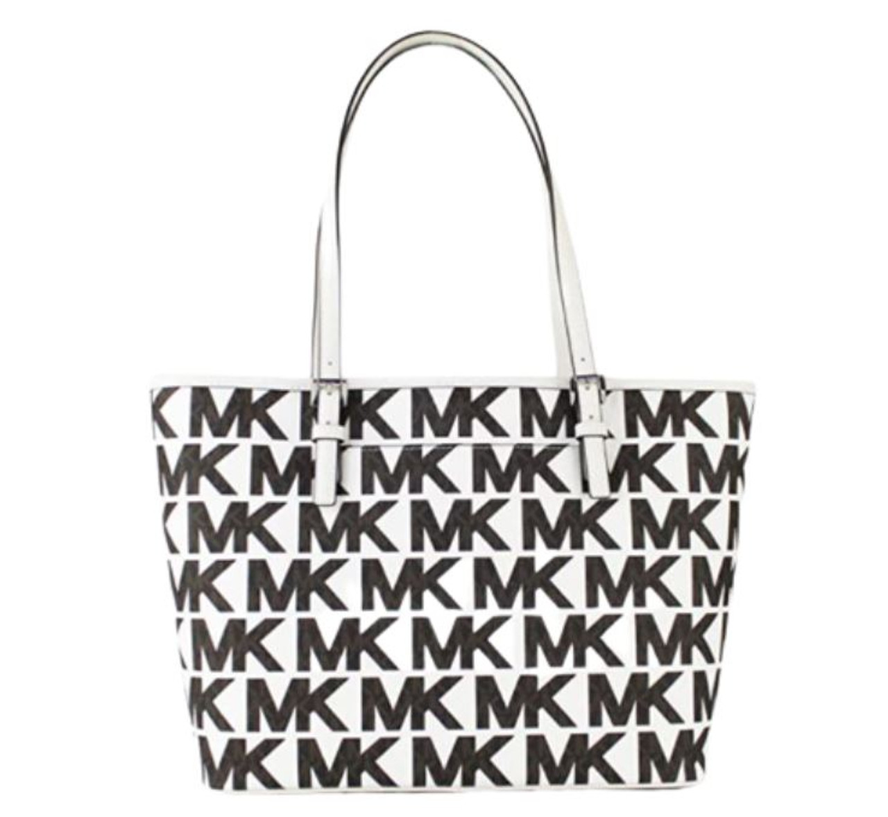 Michael Kors Jet Set Medium Carryall Tote Graphic MK Logo + Black