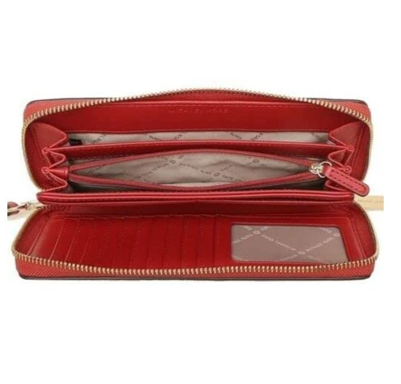 Michael Kors Women's Leather Zip Up Wallet Red Size L