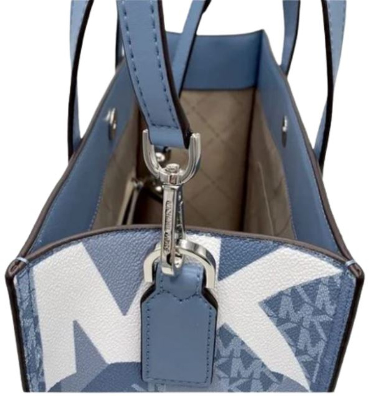 Michael Kors Kenly Graphic Logo Tote Large Blue in PVC/Leather with  Silver-tone - US