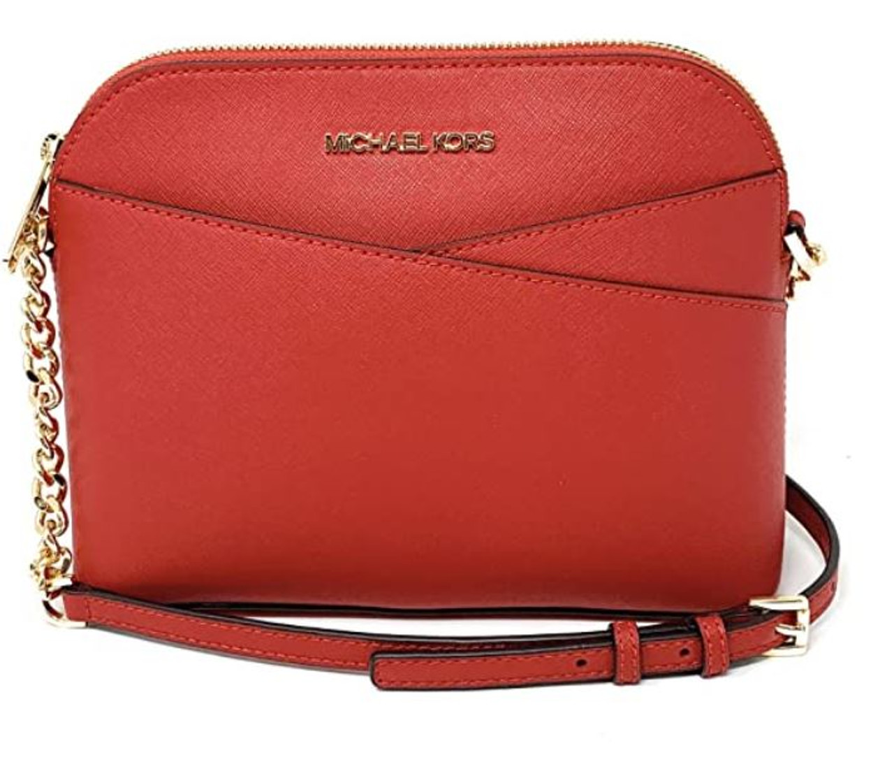 Michael Kors, Bags, Michael Kors Jet Set Travel Medium Logo Dome  Crossbody Satchel Bag Flame Color