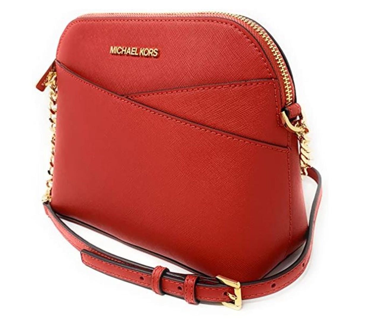 Michael Kors 35F1GTVC6T Jet Set Travel Dome Crossbody Bag Leather Flame 