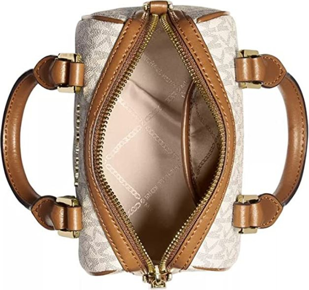 Michael Kors Bedford Legacy Extra Small Logo Duffle Crossbody Bag  (VANILLA/ACRN) 32F9G06C0B-149 - AllGlitters