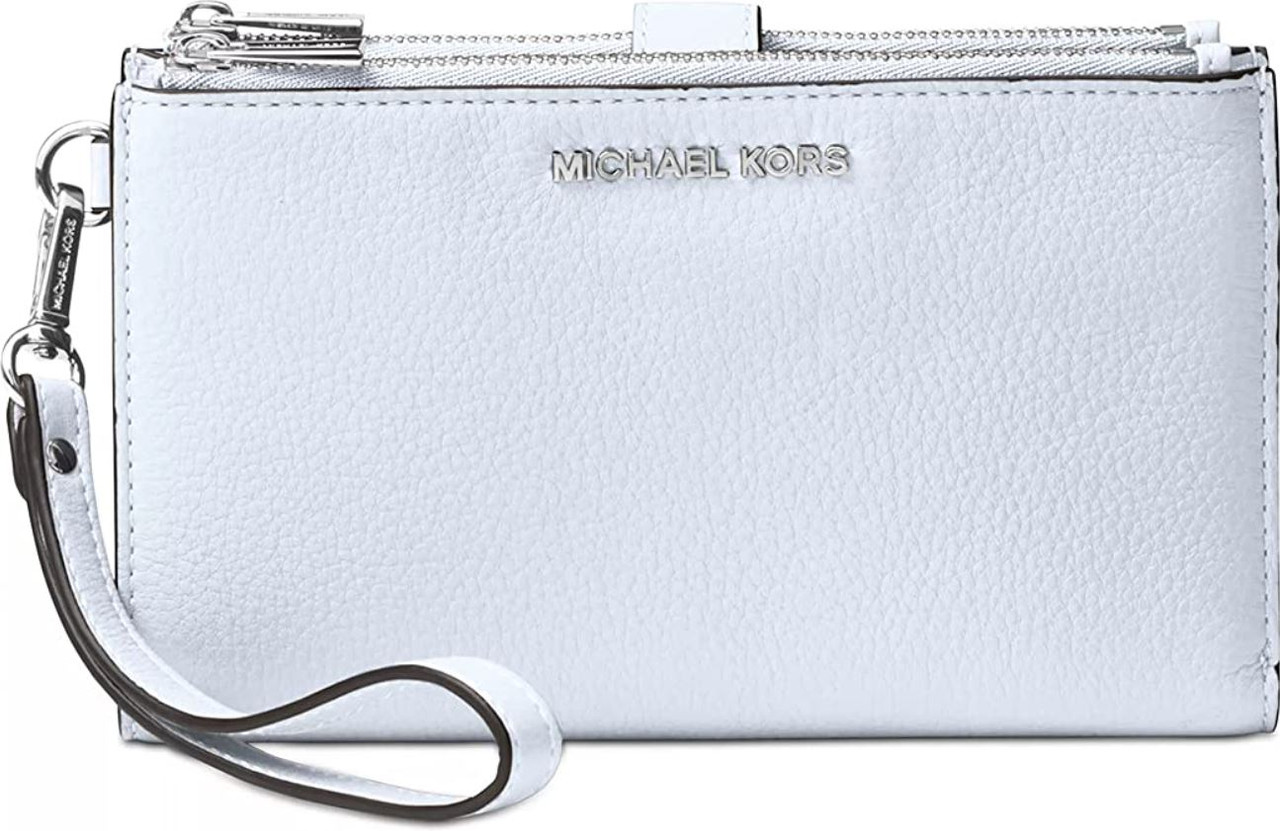 Michael Kors Adele Double-Zip Pebble Leather Phone Wristlet, Soft Sky  32T7SAFW4L-425 - AllGlitters