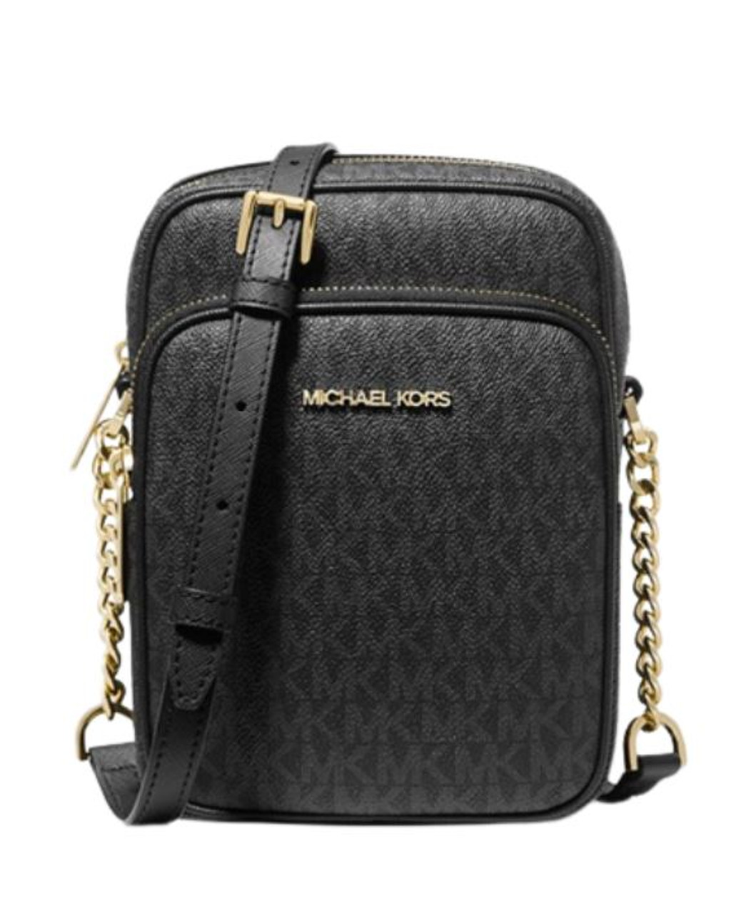MICHAEL KORS Jet Set Travel Medium Logo Crossbody Bag (black): Handbags