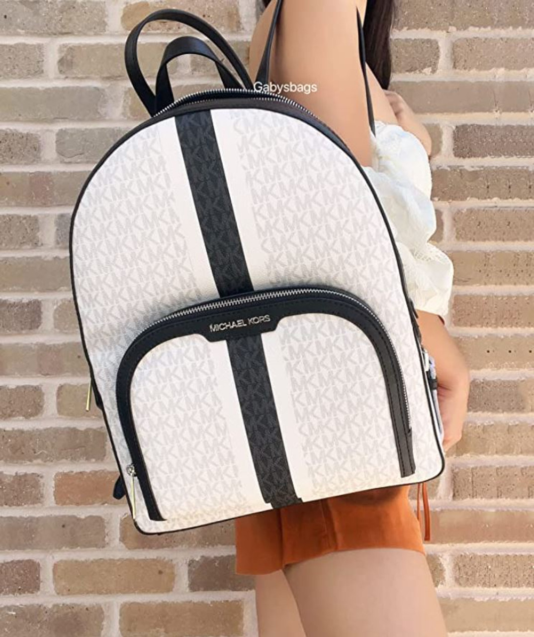 Michael Kors Cooper Large Bright White Signature PVC Shoulder Backpack –  AUMI 4