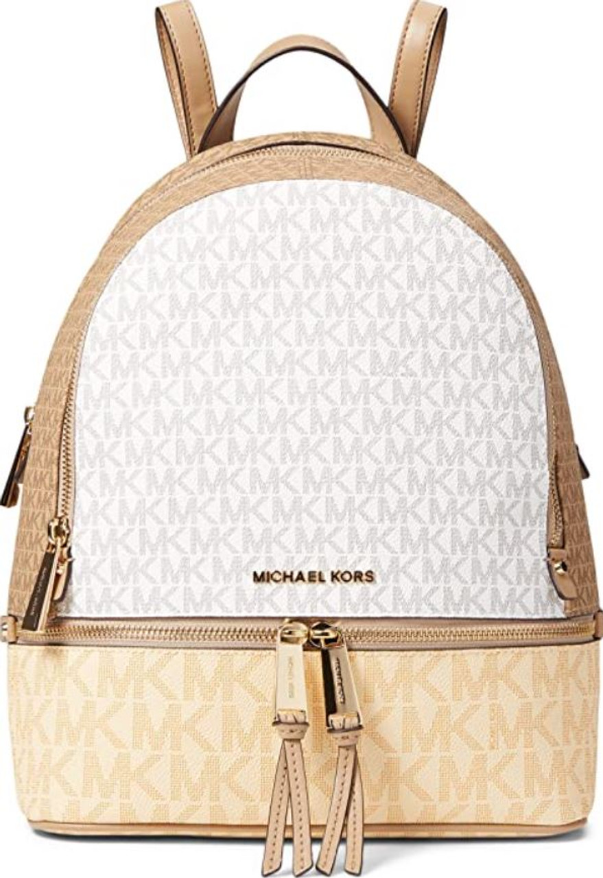 Michael Kors Rhea Zip Medium Backpack Buttermilk Multi One Size  30S0GEZB2V-798 - AllGlitters