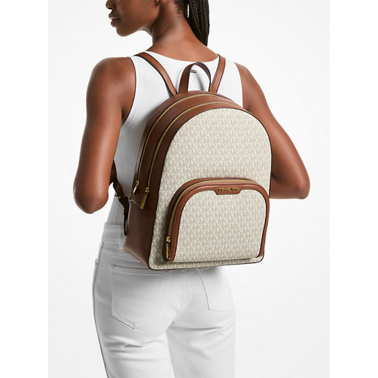 Michael Kors leatherette backpack with all over logo for