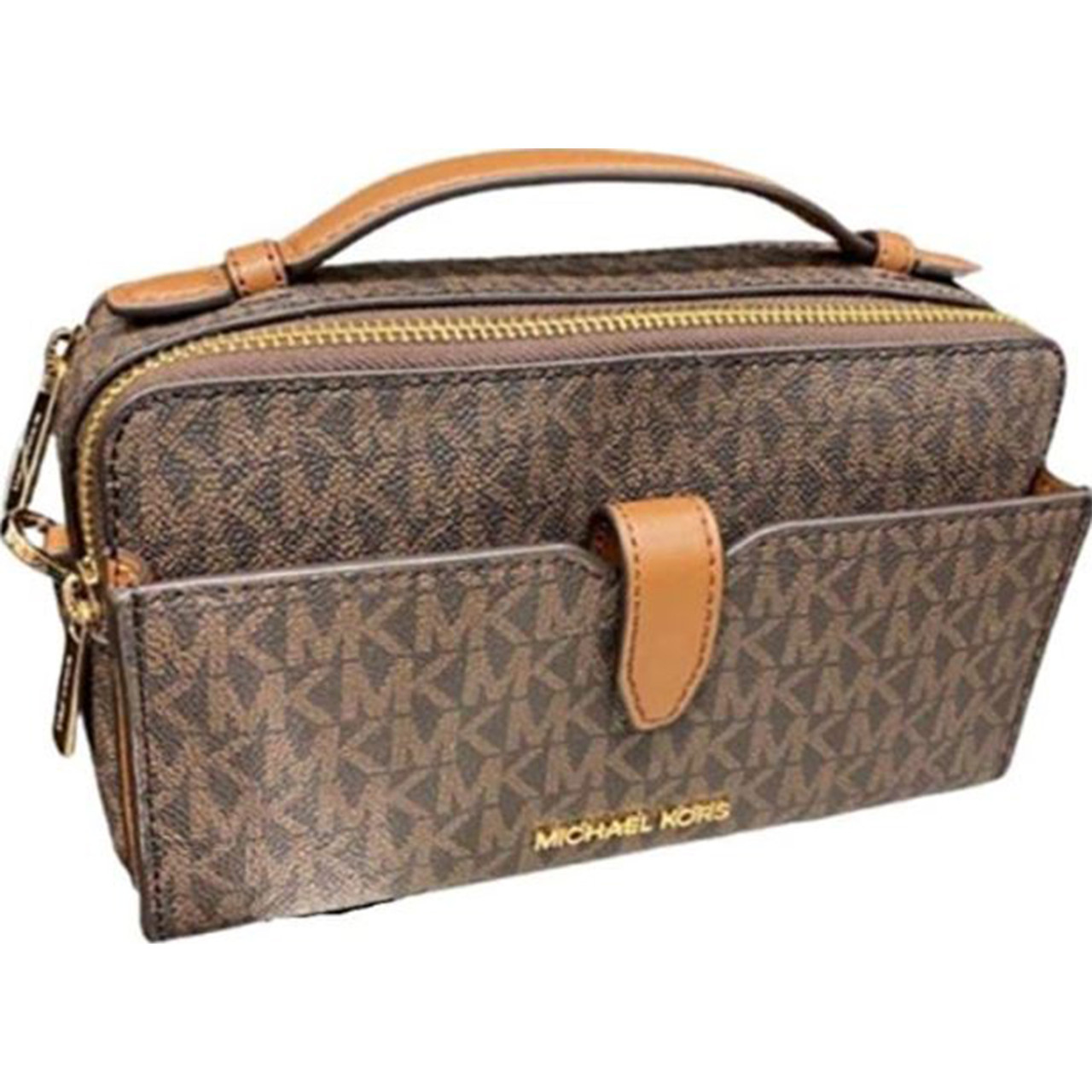 Michael Kors Medium Double Zip Phone Crossbody (Brown
