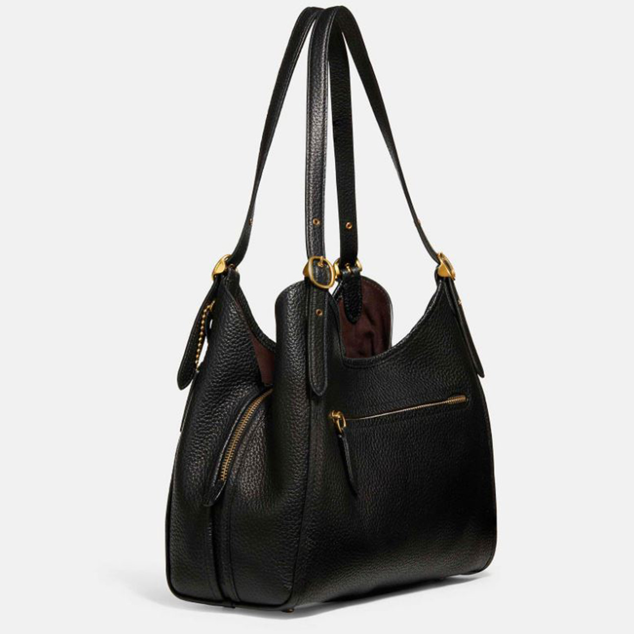 COACH Soft Pebble Leather Lori Shoulder Bag Black One Size C4824 