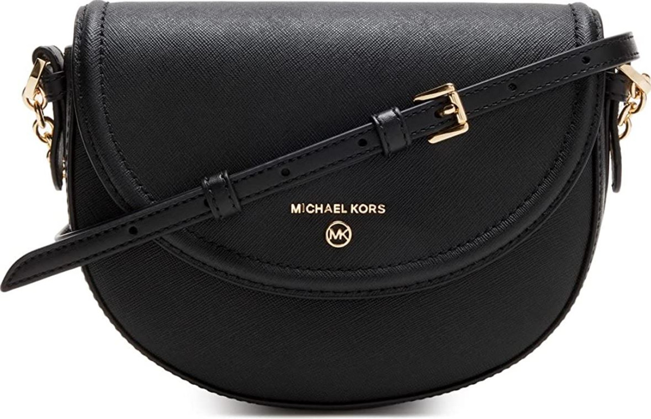 Michael Kors Jet Set Large Saffiano Leather Crossbody Bag - Black/Gold •  Price »