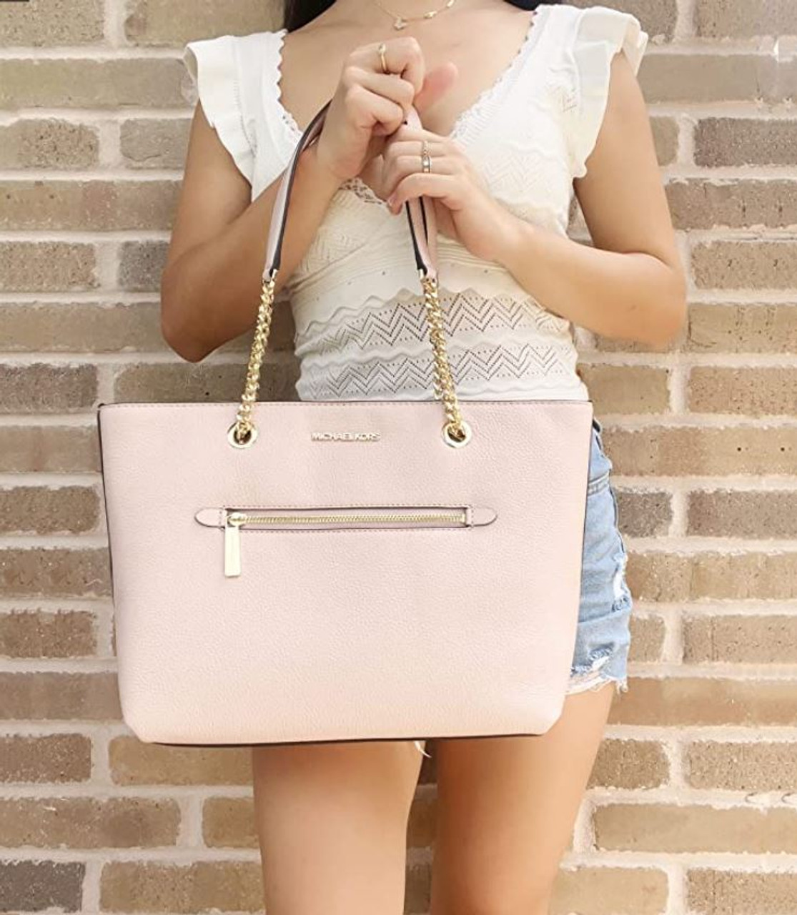 Michael Kors, Bags, Michael Kors Jet Set Travel Extrasmall Logo Topzip  Tote Bag Powdered Blush