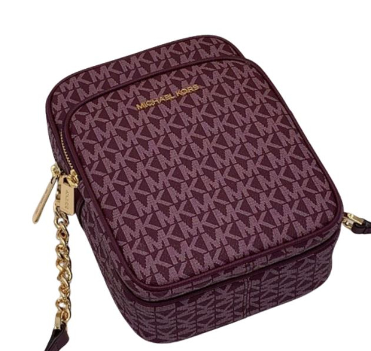 MICHAEL KORS Womens Jet Set Travel Medium Logo Crossbody Bag  35F1GTVC2B-brdx (Bordeaux Multi) 