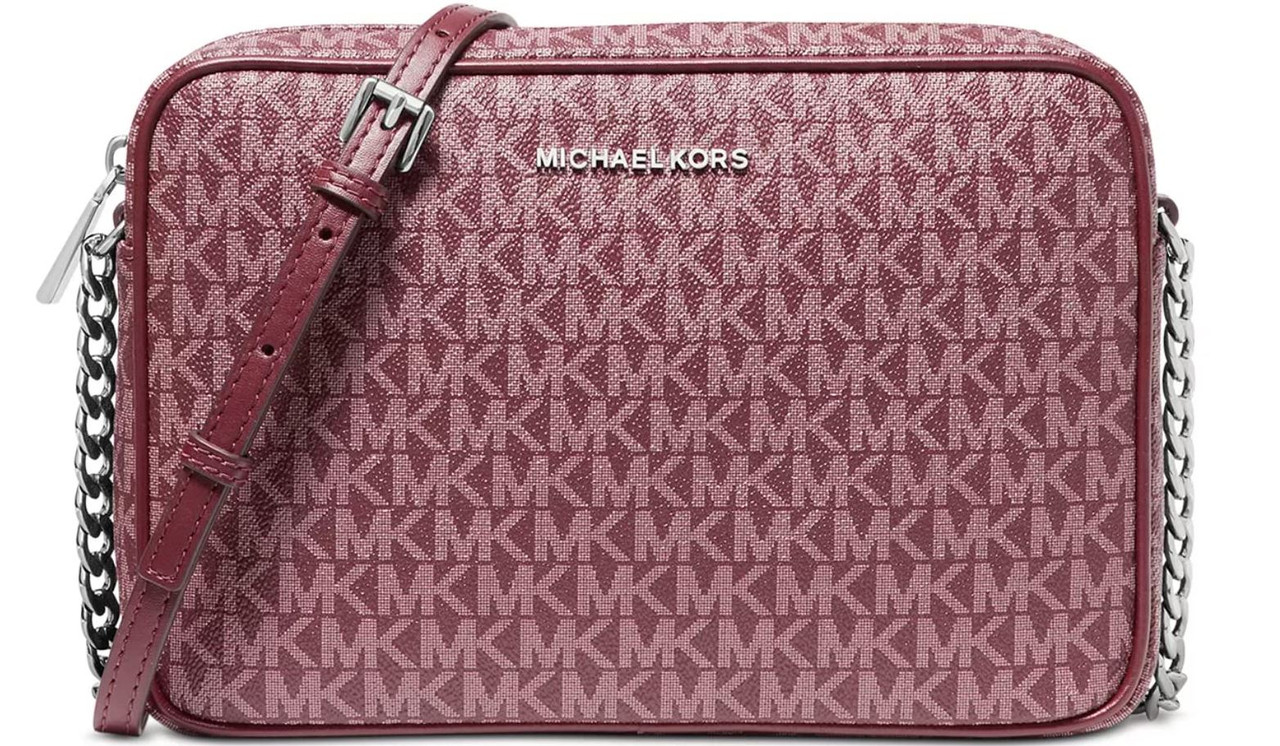 Michael Kors Jet Set Large East/West Crossbody Vanilla One Size (Merlot)  32T2SJ6C3V-580 - AllGlitters