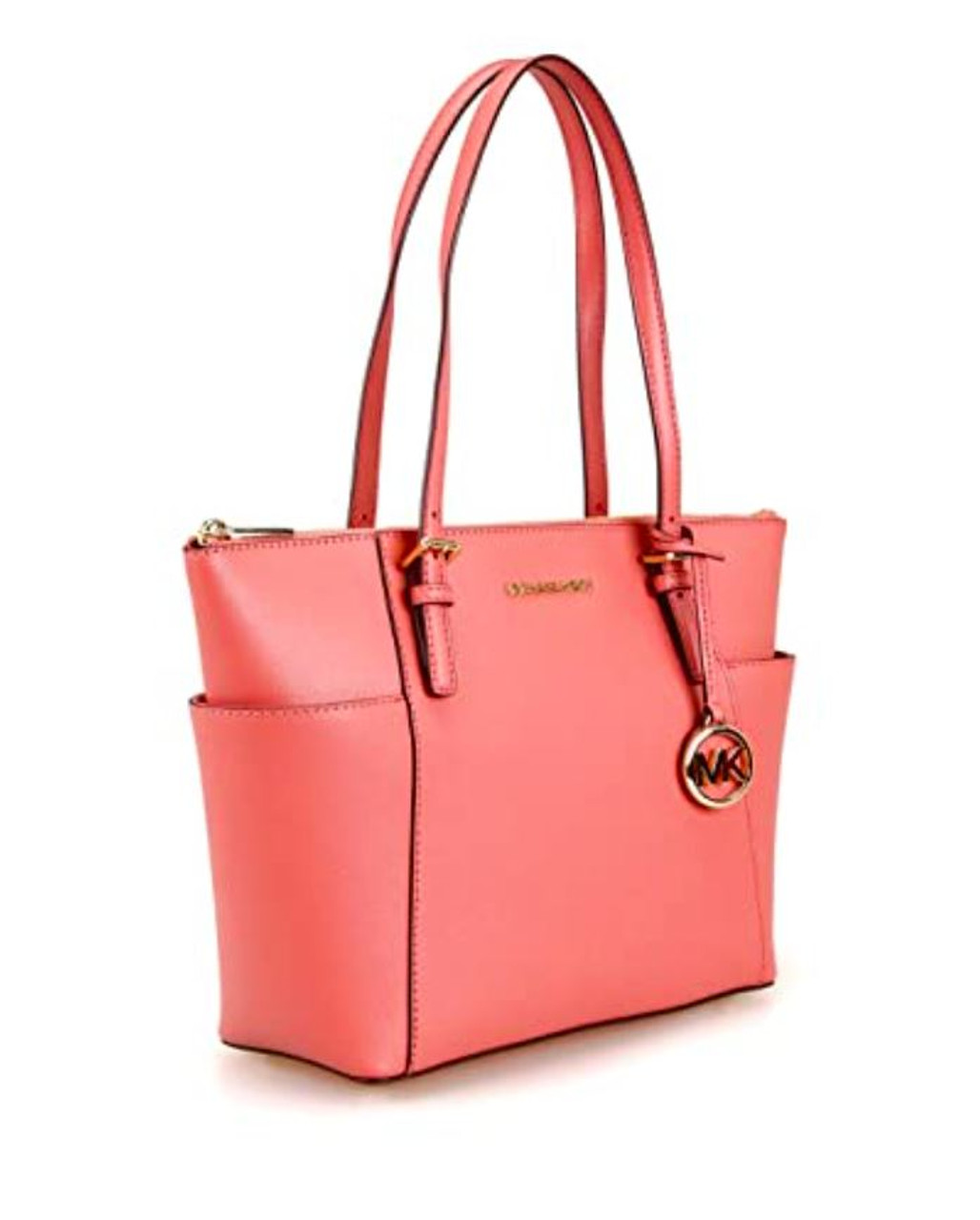 Michael Kors Bags | Michael Kors Charlotte Large Leather Top-Zip Tote Carmine Pink | Color: Gold/Pink | Size: Large | Coachkors5's Closet