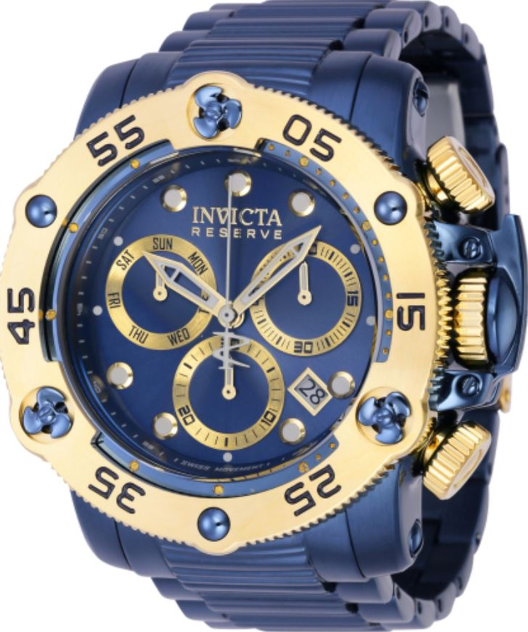 Invicta Men's 38701 Quartz Chronograph Blue, Gold Dial Watch -