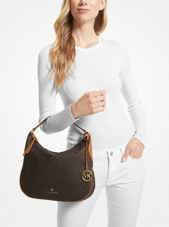 Michael Kors Kelsey Medium Pebbled Leather Shoulder Bag (Brown